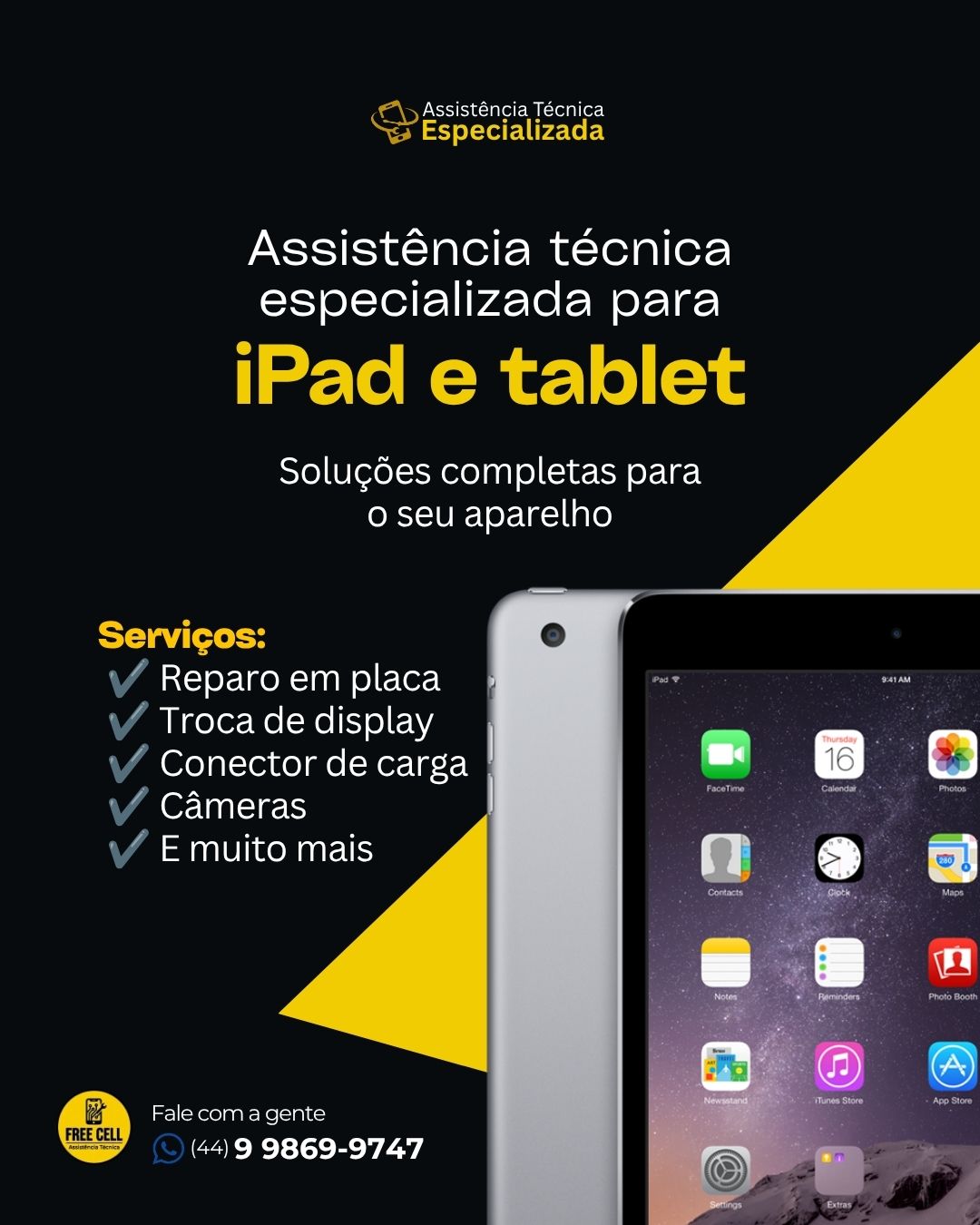 Tablet em avaliação para reparo