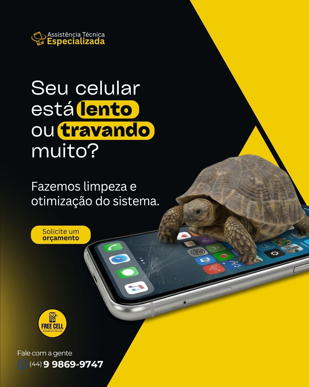 Celular com falhas de desempenho para diagnóstico