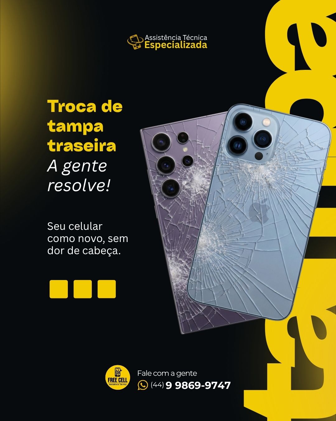 Smartphone com tampa traseira danificada